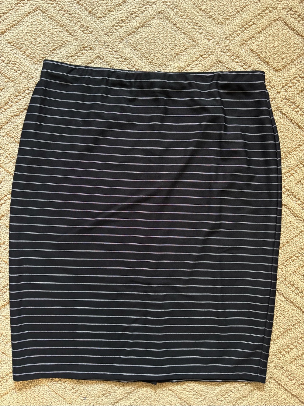 White House Black Market Black Pencil Skirt with White Stripes